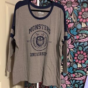 Disney Monsters University Navy and Gray Long Sleeve Tee